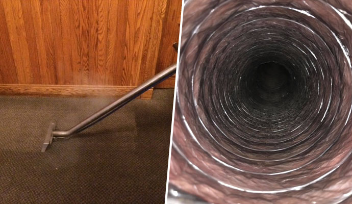 carpet cleaning with vacuum cleaner and dirty duct