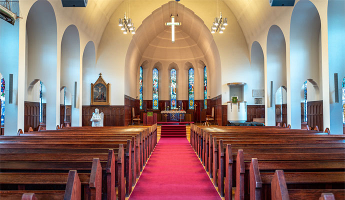 A clean and restored church room