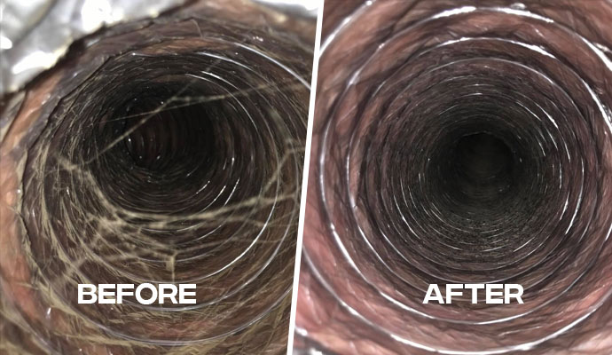 befor and after shot of duct cleaning