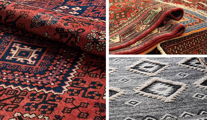 Collage of different types of rug