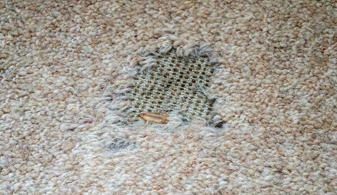 Moth damaged rug