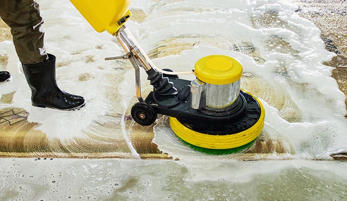 Professional cleaning rug using equipment