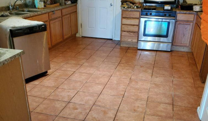 A household kitchen floor